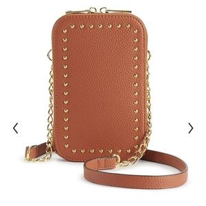 Steve Madden girl phone wallet cognac crossbody